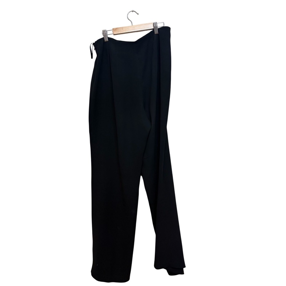 Eileen Fisher Black Silk Spandex Crepe Wide Leg Side Zip Trousers Mens Size M